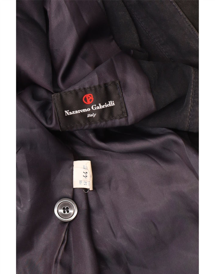 Nazareno Gabrielli Womens Suede Jacket IT 44 Medium Navy Blue