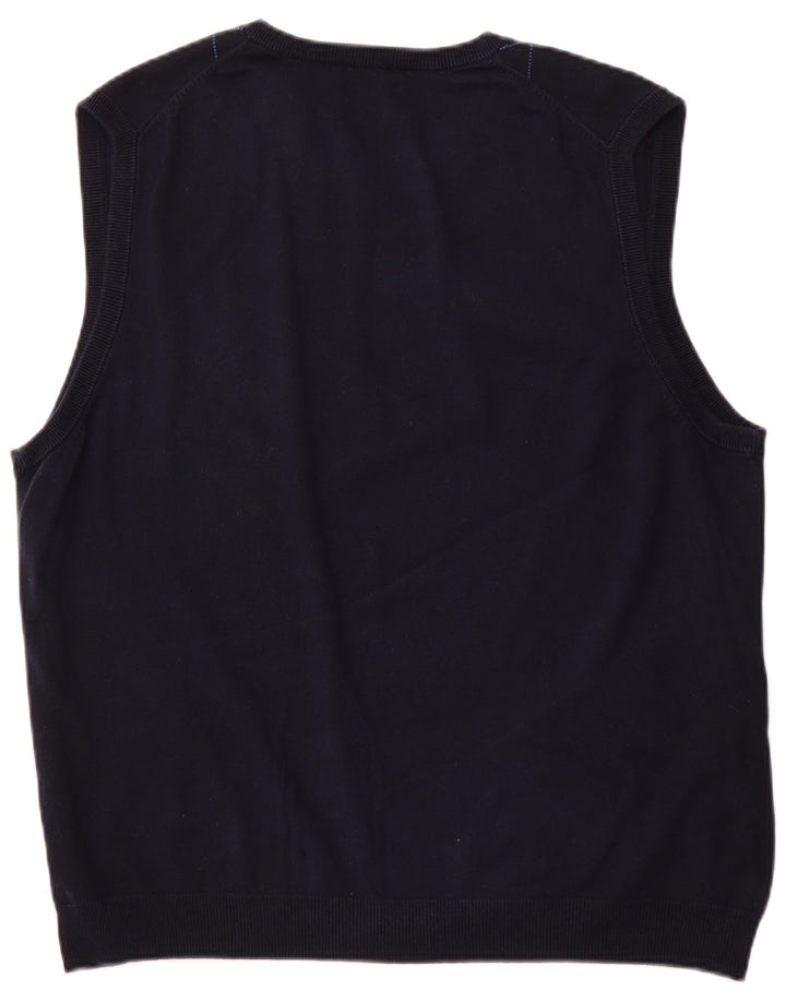 CHAPS Mens Vest Tank Top XL Navy Blue Argyle/Diamond Cotton