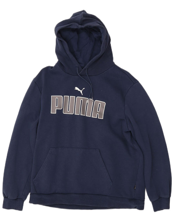 PUMA Womens Graphic Hoodie Jumper UK 16 Large Navy Blue