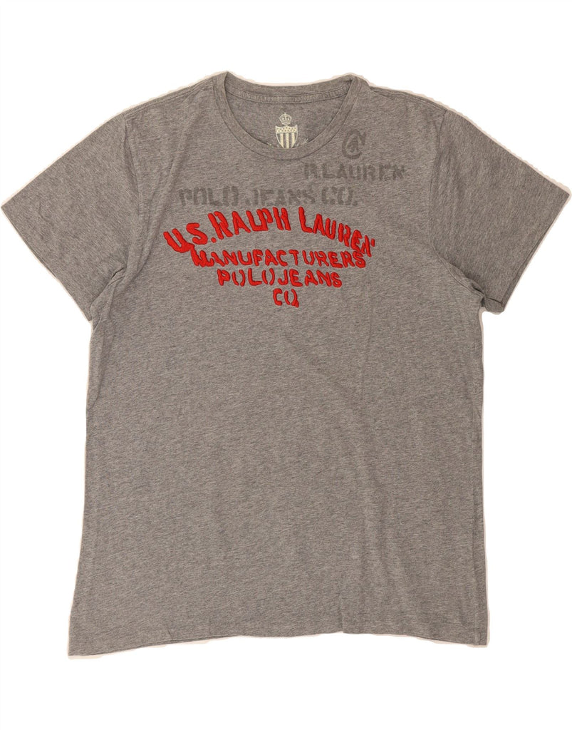 RALPH LAUREN Mens Graphic T-Shirt Top Large Grey Vintage Ralph Lauren and Second-Hand Ralph Lauren from Messina Hembry 