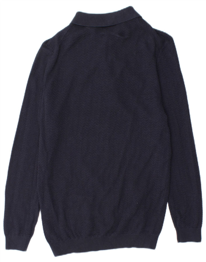 Zara Mens Polo Neck Jumper Sweater Medium Navy Blue