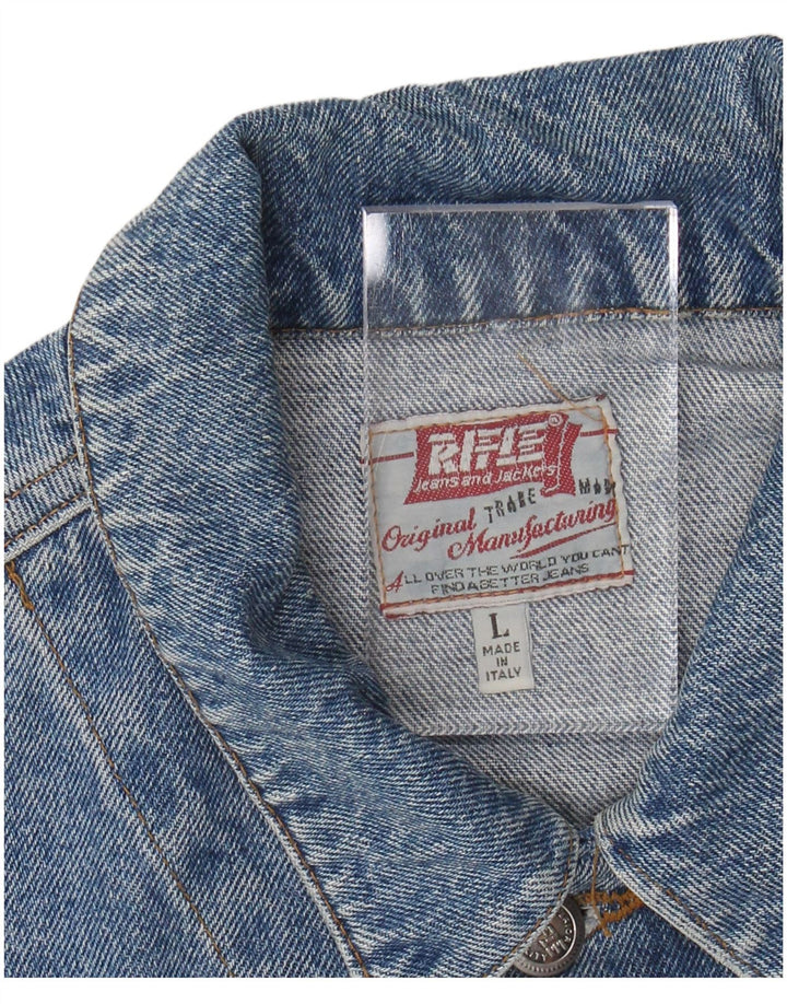 RIFLE Mens Denim Jacket UK 40 Large Blue