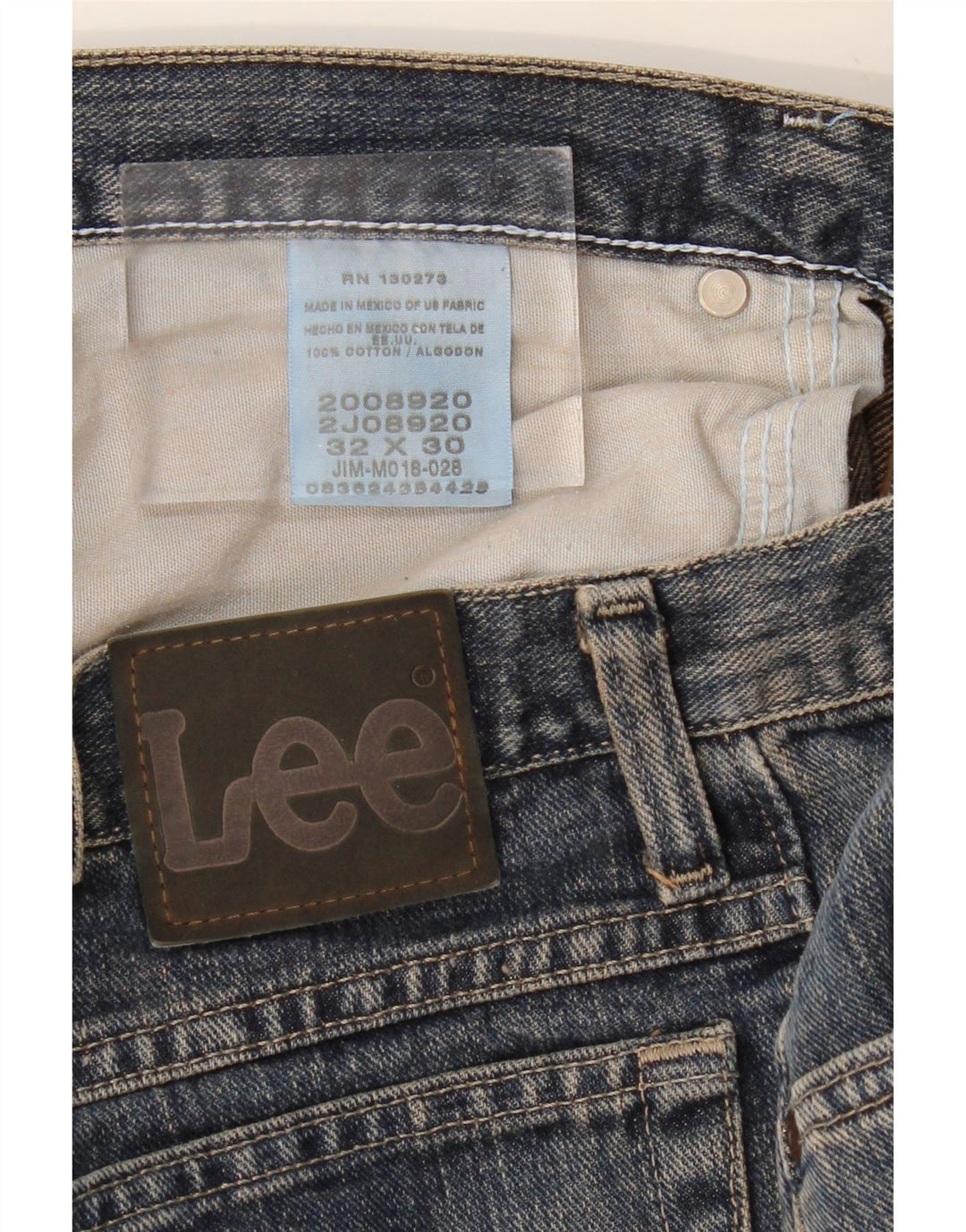 LEE Mens Regular Fit Straight Jeans W32 L30 Blue Cotton