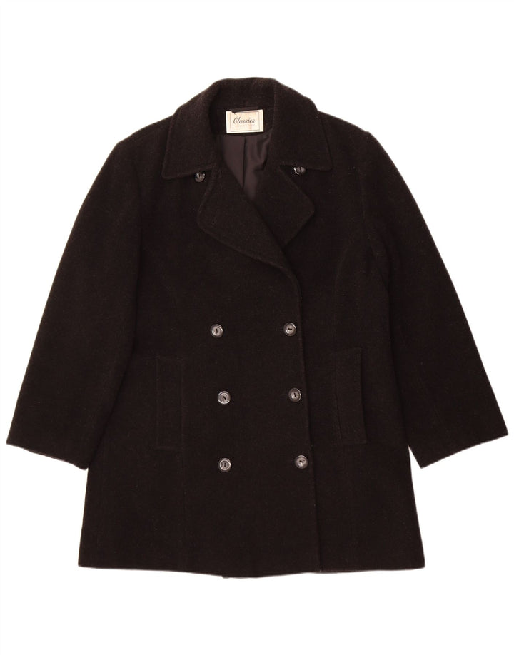 St. Bernard Womens Double Breasted Coat UK 14 Medium Black Wool