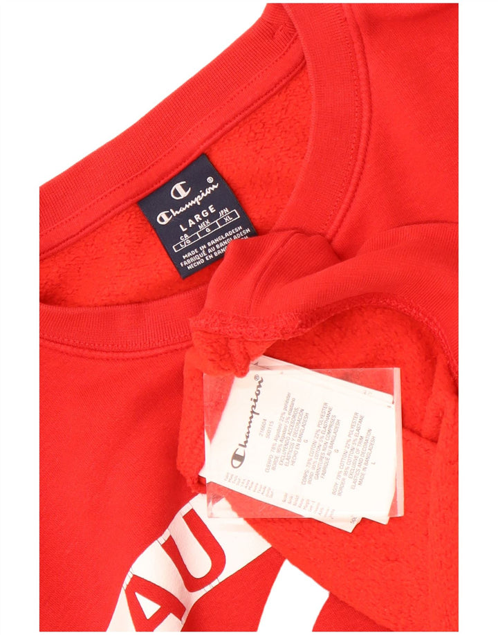 Champion Mens Graphic Sweatshirt Jumper Large Red Cotton