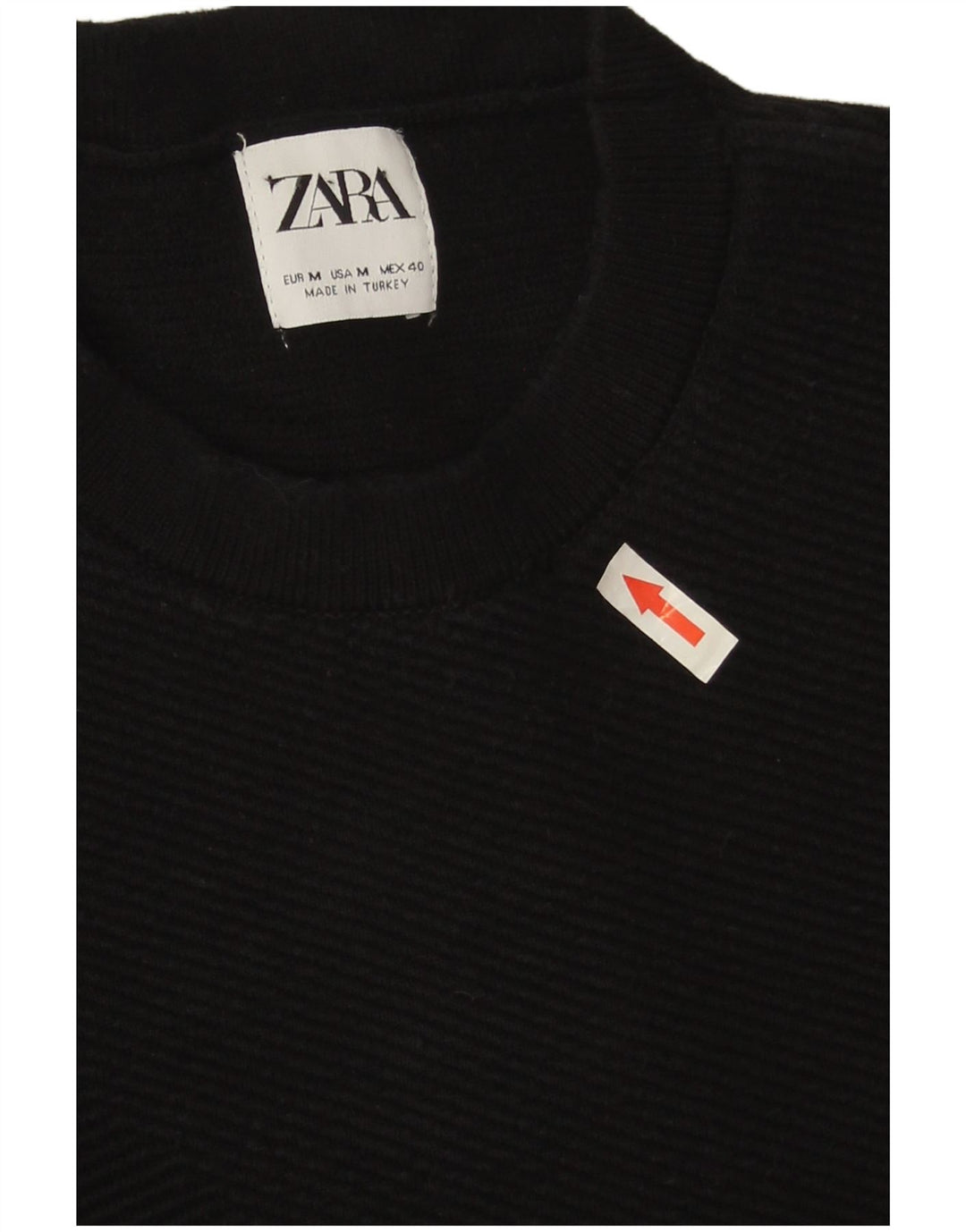 Zara Mens Crew Neck Jumper Sweater Medium Black Cotton