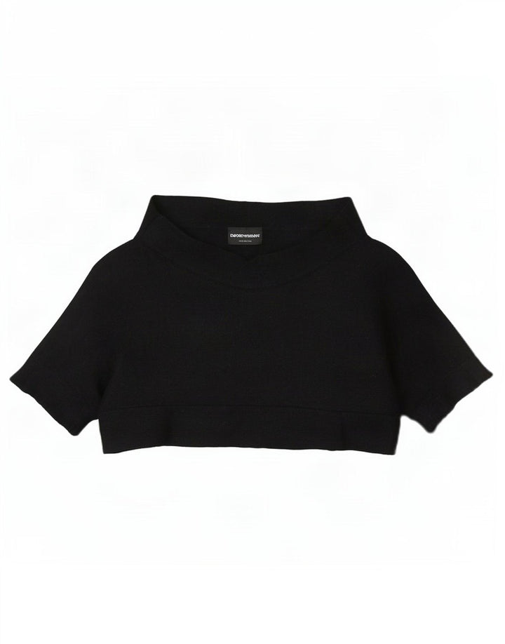 Emporio Armani Womens Crop Top EU 38 Medium Black