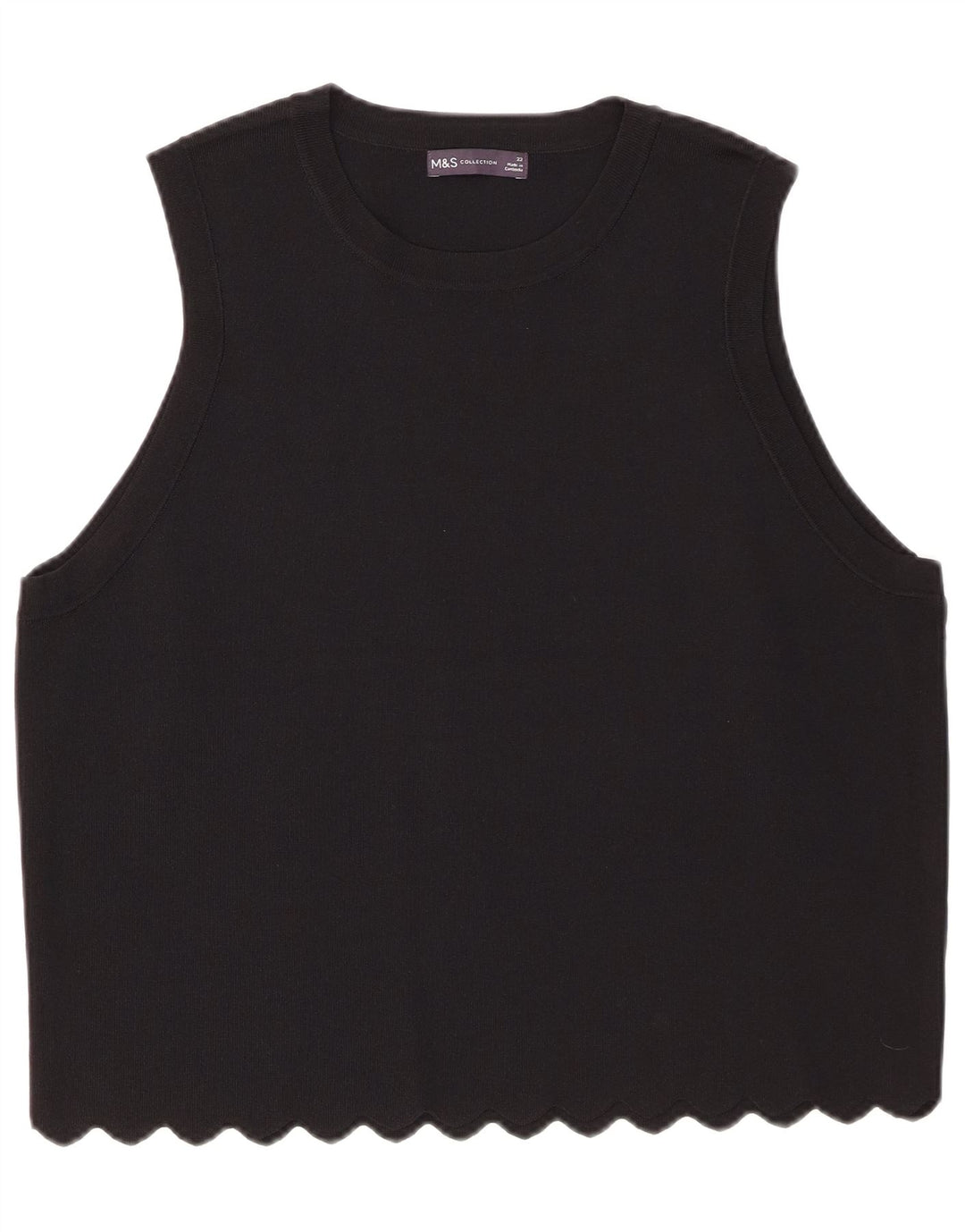 Marks & Spencer Womens Vest Top UK 22 3XL Black Viscose