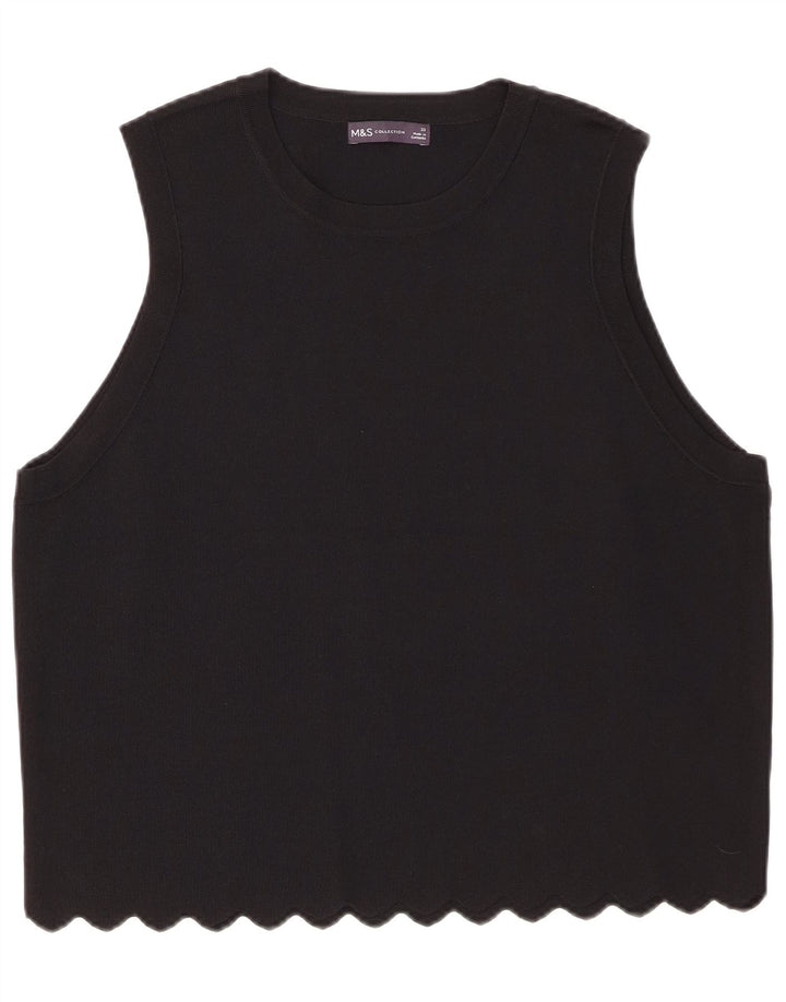 Marks & Spencer Womens Vest Top UK 22 3XL Black Viscose