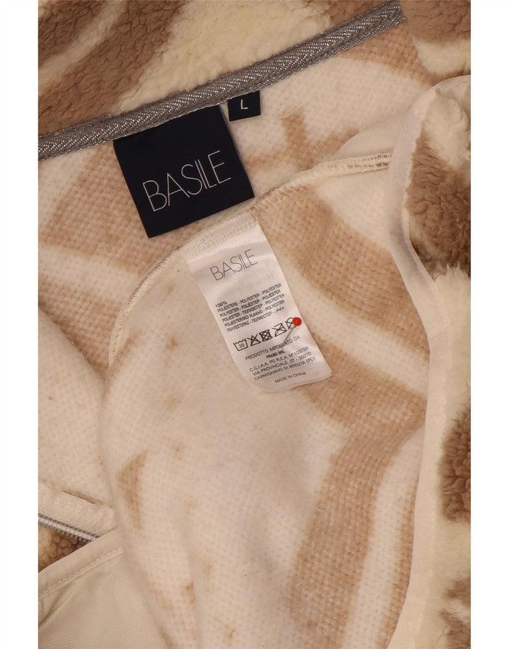 Basile Womens Fleece Jacket UK 14 Large Beige Fair Isle Polyester
