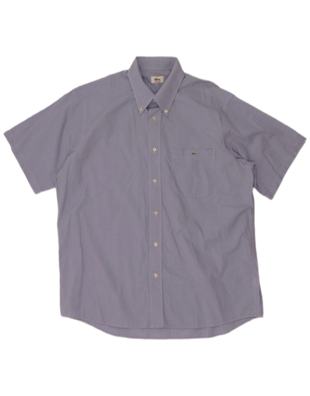 Lacoste Mens Short Sleeve Shirt Size 41 Large Blue Cotton