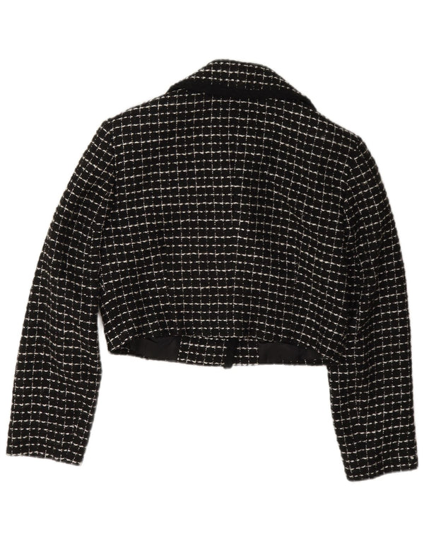 Vintage Womens 3 Button Crop Blazer Jacket IT 42 Medium Black Check