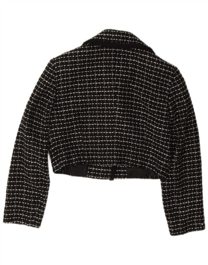 Vintage Womens 3 Button Crop Blazer Jacket IT 42 Medium Black Check