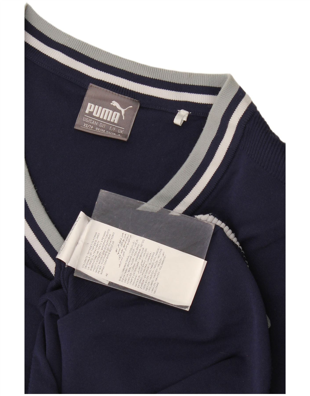Puma Mens V-Neck Jumper Sweater Small Navy Blue Nylon