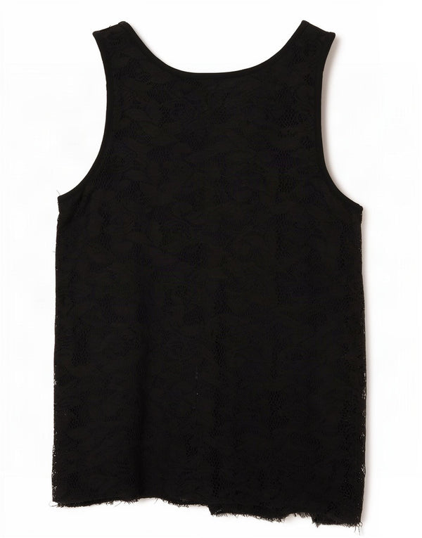 Guess Womens Lace Vest Top UK 14 Medium Black Floral Viscose