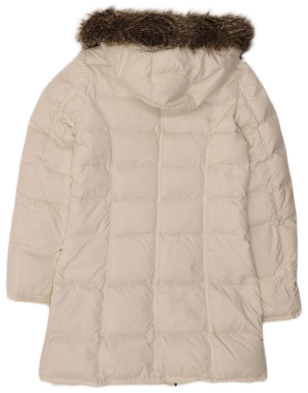 Tommy Hilfiger Womens Hooded Padded Coat UK 12 Medium White Polyester