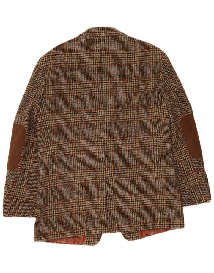 Harris Tweed Mens 2 Button Blazer Jacket IT 52 XL Brown Check Wool