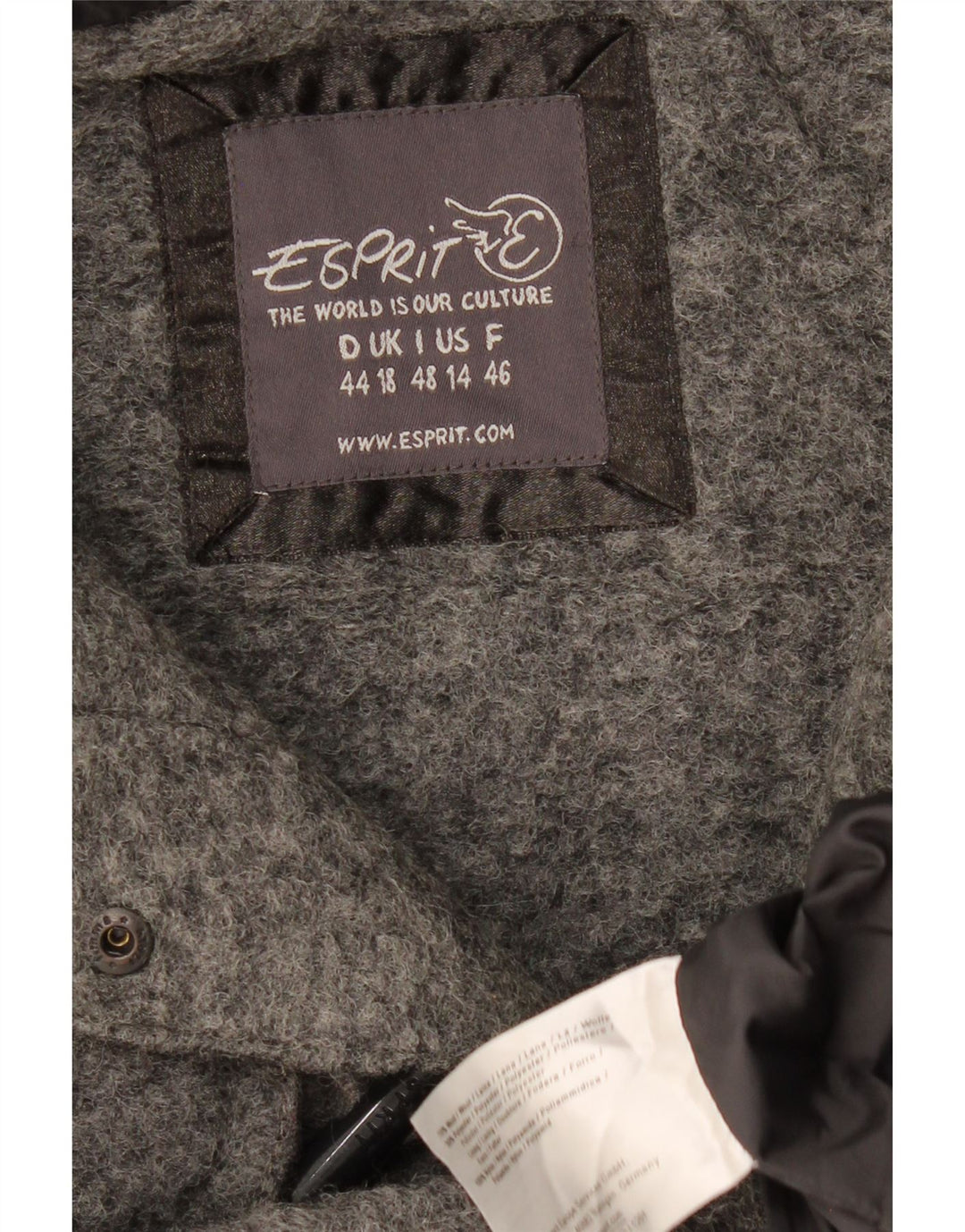 ESPRIT Womens Hooded Duffle Coat UK 18 XL Grey Wool