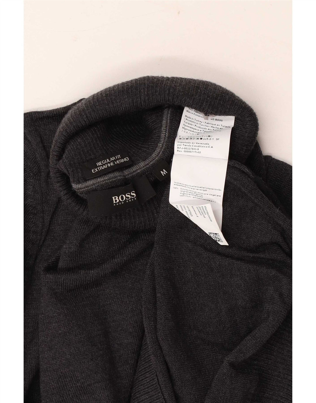 Hugo Boss Mens Regular Fit Roll Neck Jumper Sweater Medium Grey Virgin Wool
