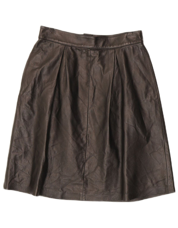 Vintage Womens Leather Skirt XS W25  Black Leather