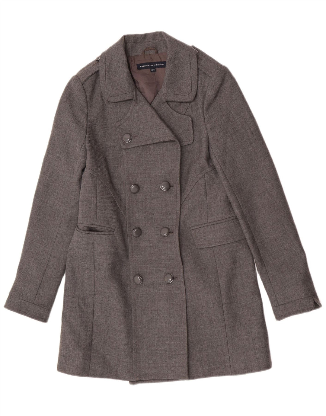 French Connection Womens Military Double Breasted Coat UK 12 Medium Grey