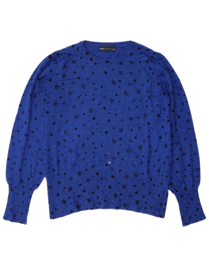 Marks & Spencer Womens Boat Neck Jumper Sweater UK 14 Medium Blue
