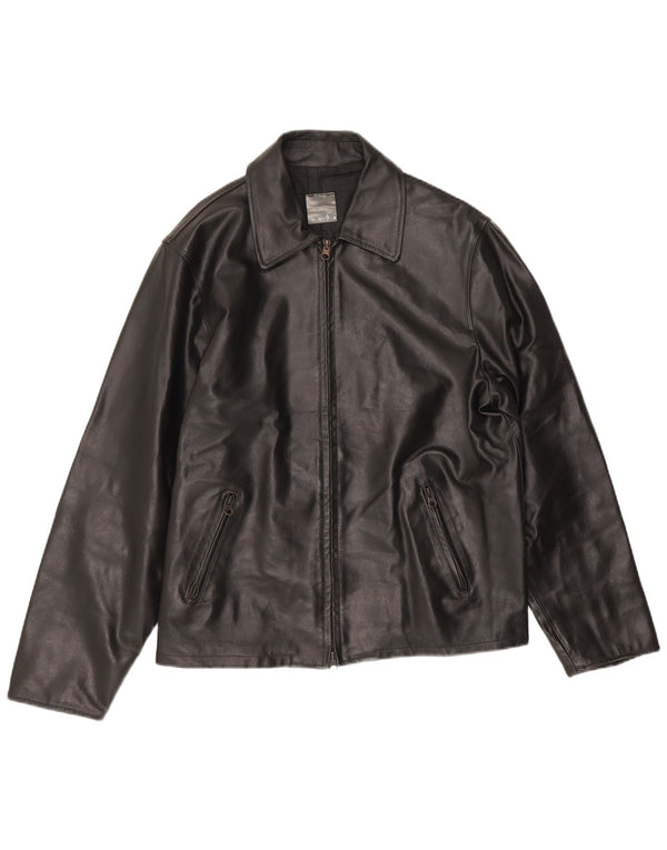 Mays Mens Leather Jacket IT 46 Small Black Leather