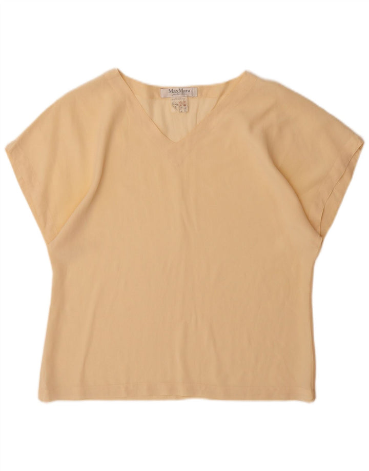 MAX MARA Womens T-Shirt Top UK 14 Large  Beige Silk