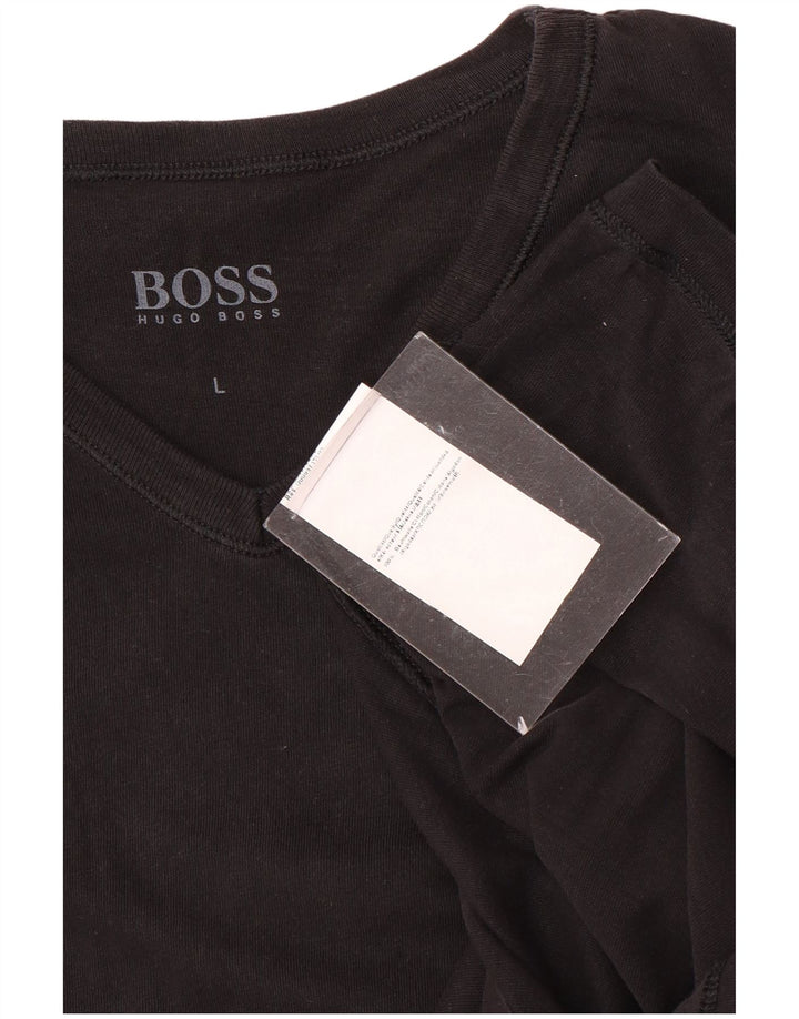 Hugo Boss Mens T-Shirt Top Large Black Cotton