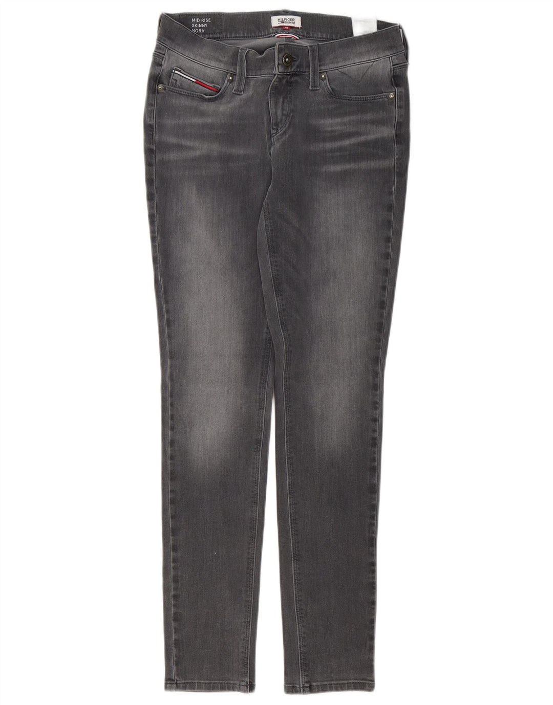 TOMMY HILFIGER Womens Nora Mid Rise Skinny Jeans W30 L32 Grey Cotton
