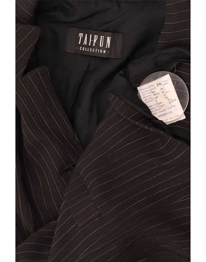 Taifun Womens 4 Button Blazer Jacket UK 10 Small Brown Pinstripe Viscose