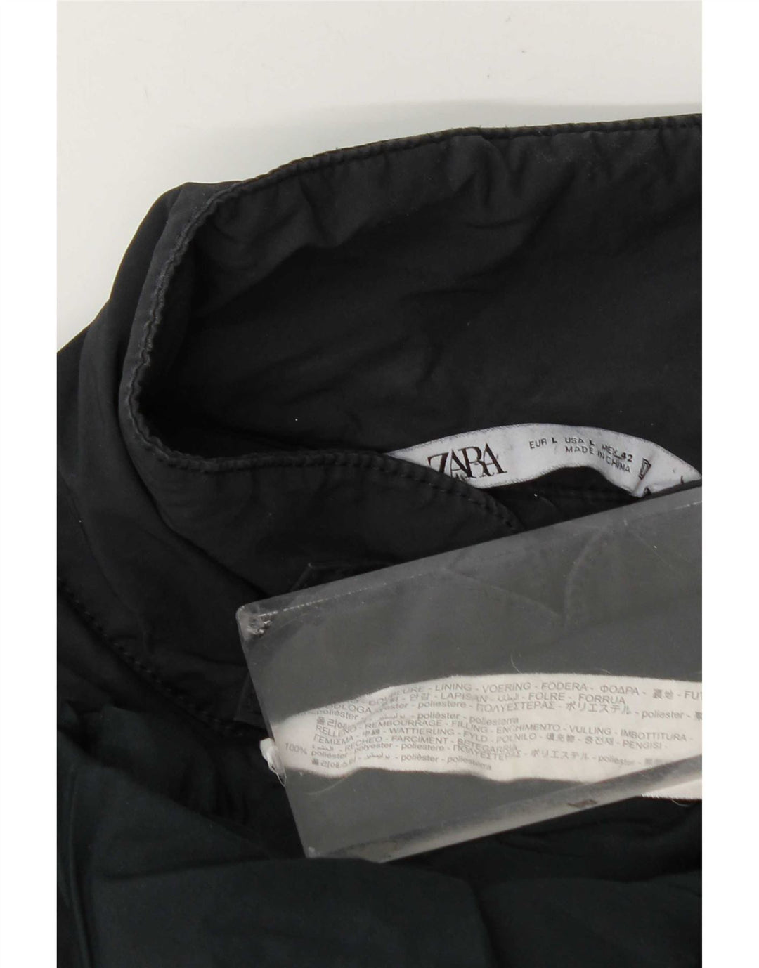 Zara Mens Bomber Jacket UK 40 Large Navy Blue Polyester