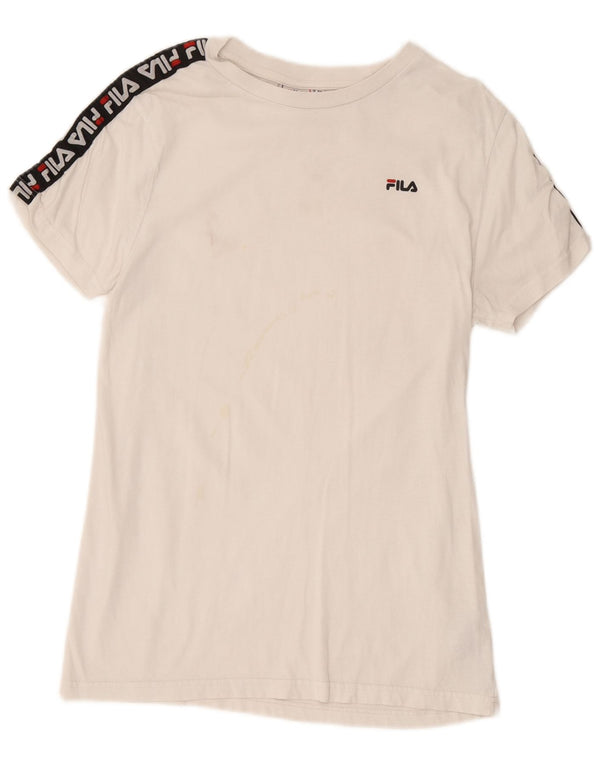 Fila Mens Graphic T-Shirt Top Medium White Cotton