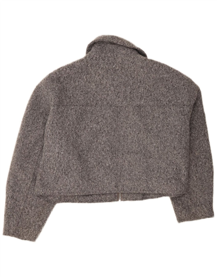 Zara Womens Crop Bomber Jacket UK 20 2XL Grey Polyester