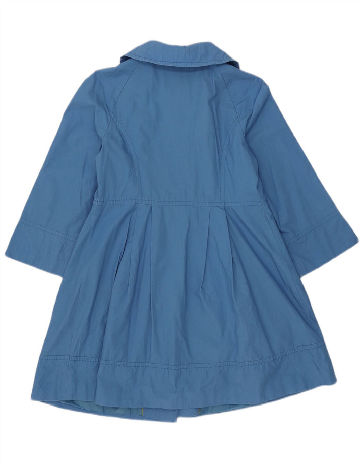 Marks & Spencer Womens 3/4 Sleeve Overcoat UK 12 Medium Blue Cotton