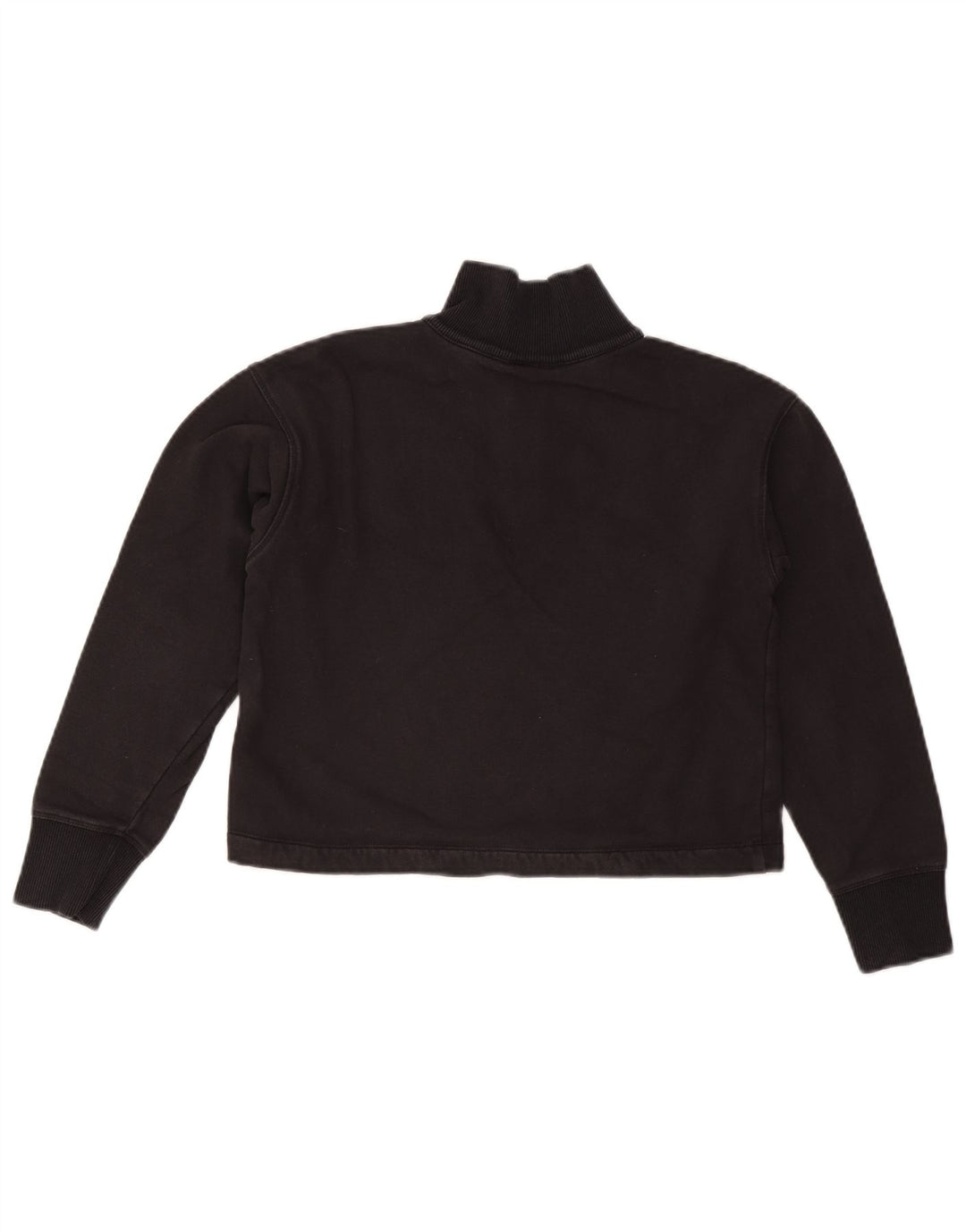 CHAMPION Womens Oversized Crop Zip Neck Sweatshirt Jumper UK 6 XS Black