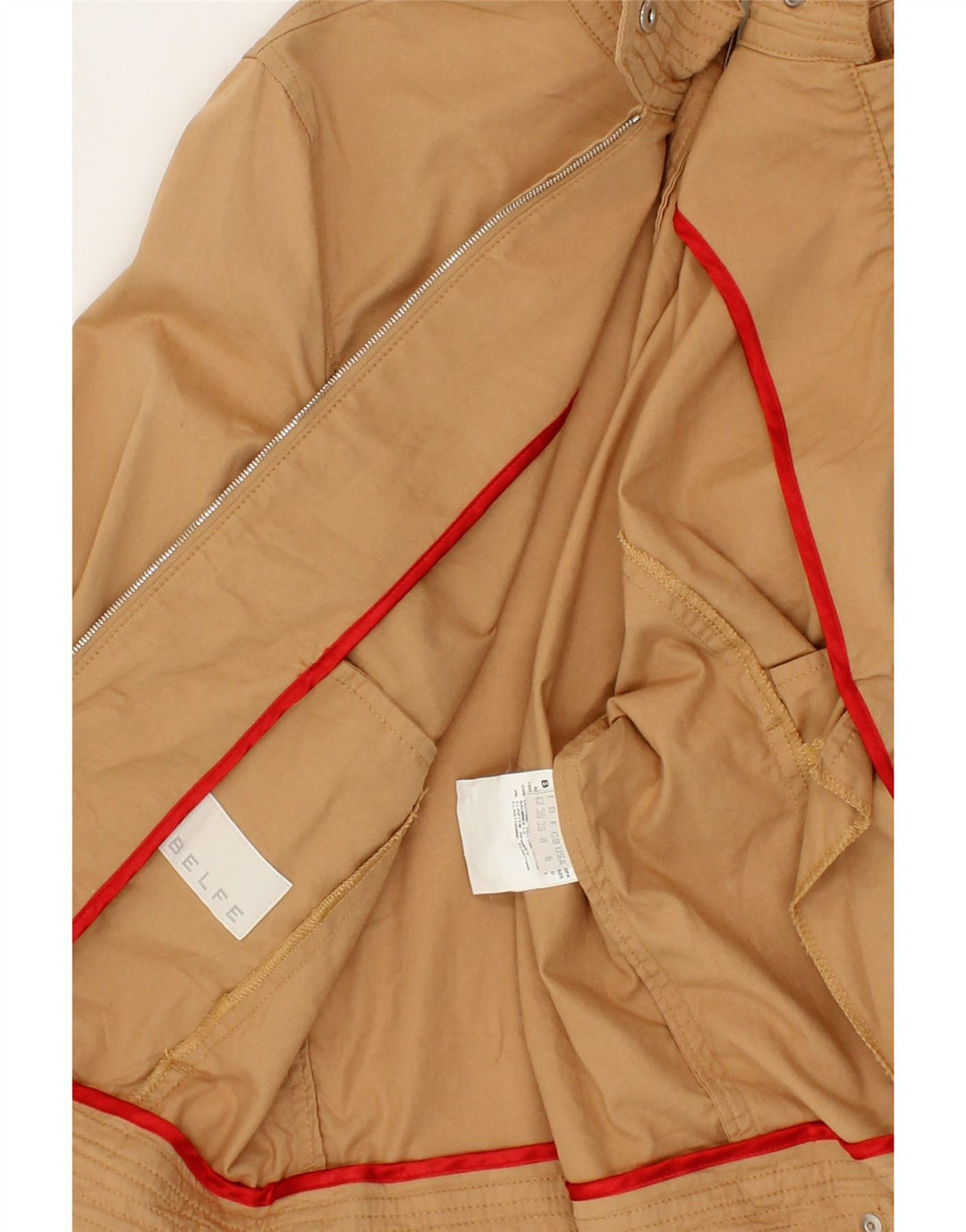 BELFE Womens Crop Bomber Jacket UK 8 Small Beige Cotton Vintage Belfe and Second-Hand Belfe from Messina Hembry 