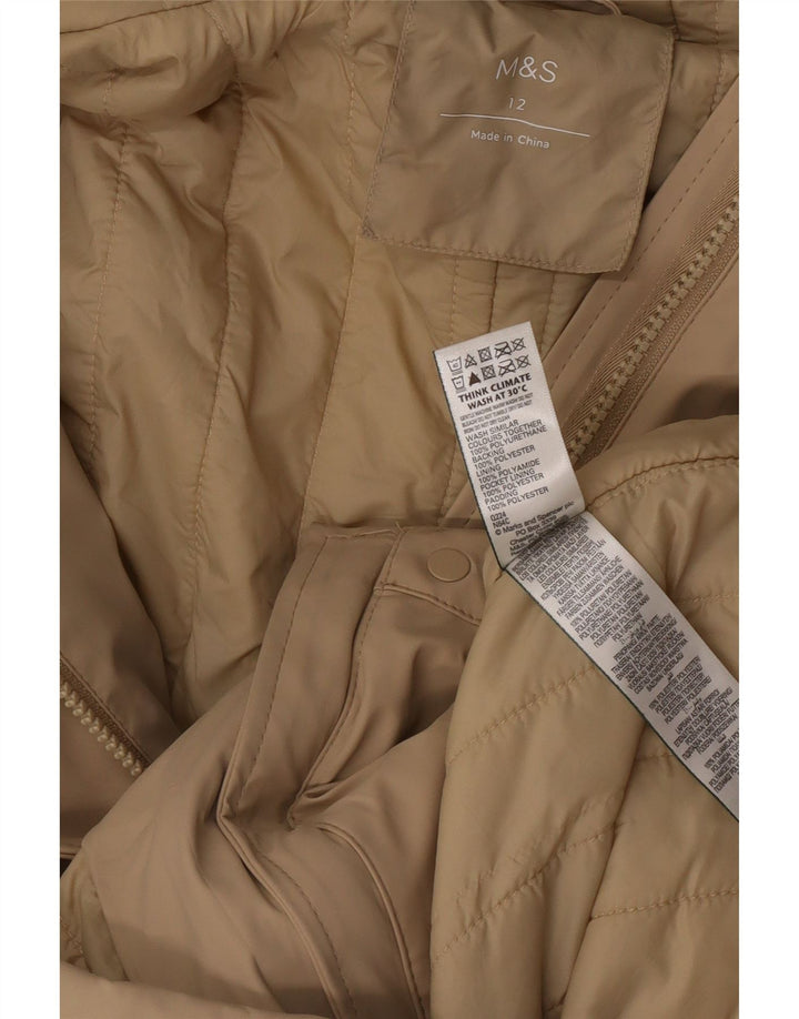 Marks & Spencer Womens Hooded Raincoat UK 12 Medium Beige Polyurethane