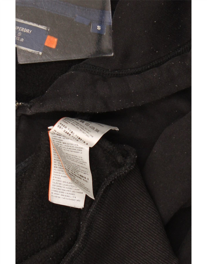 Superdry Mens Zip Hoodie Sweater Small Black Cotton