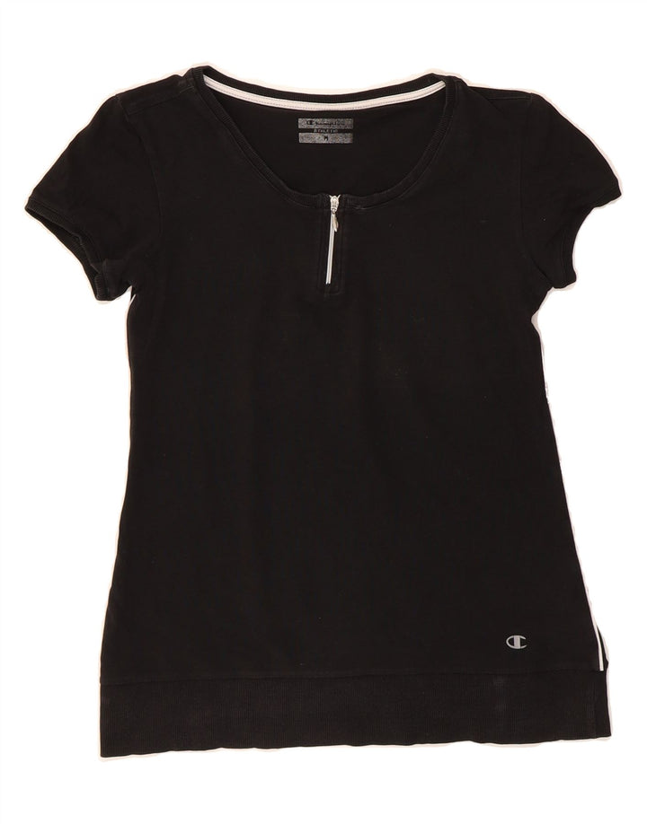 CHAMPION Womens T-Shirt Top UK 12 Medium Black Vintage Champion and Second-Hand Champion from Messina Hembry 