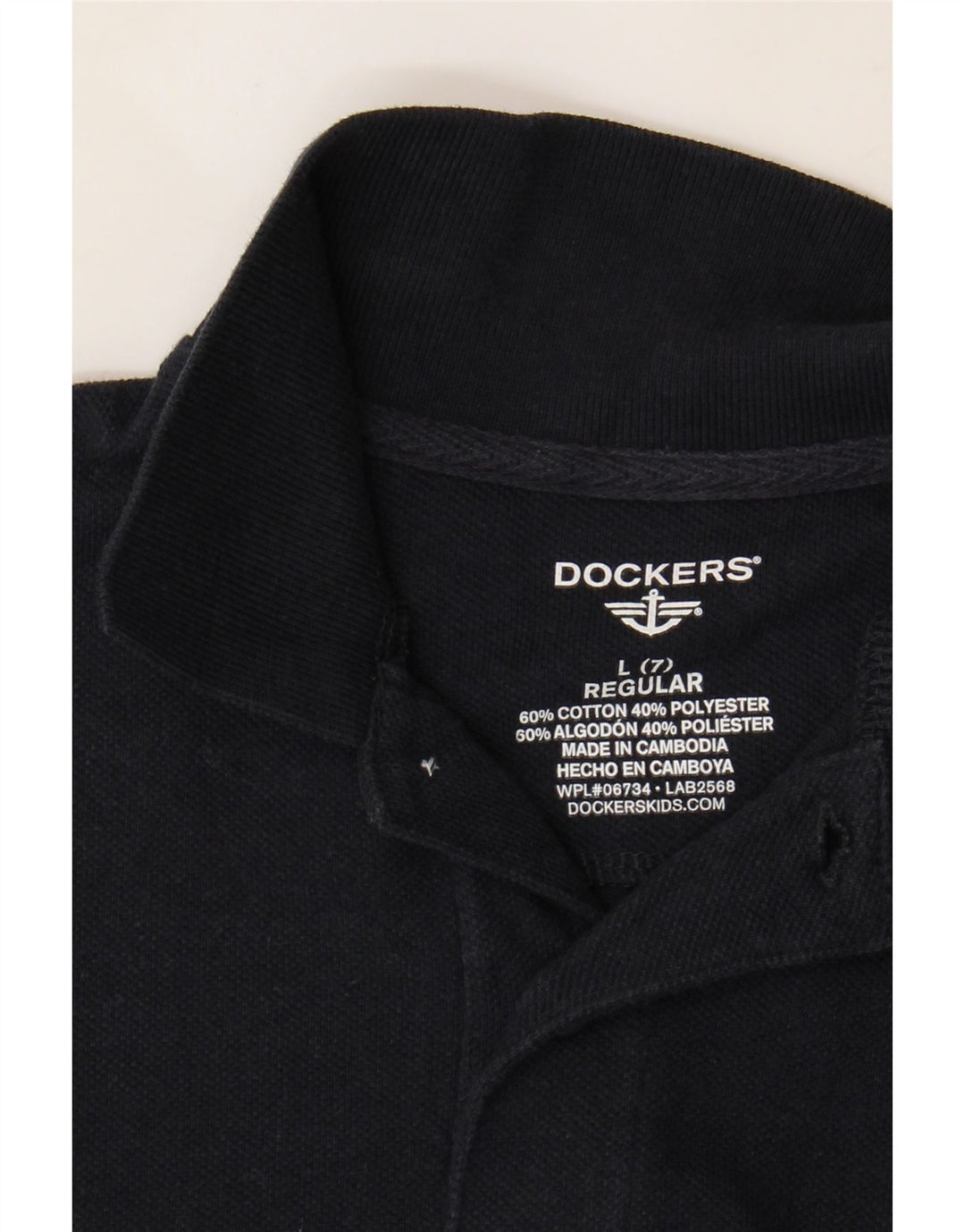 DOCKERS Boys Regular Polo Shirt 6-7 Years Large Black Cotton Vintage Dockers and Second-Hand Dockers from Messina Hembry 