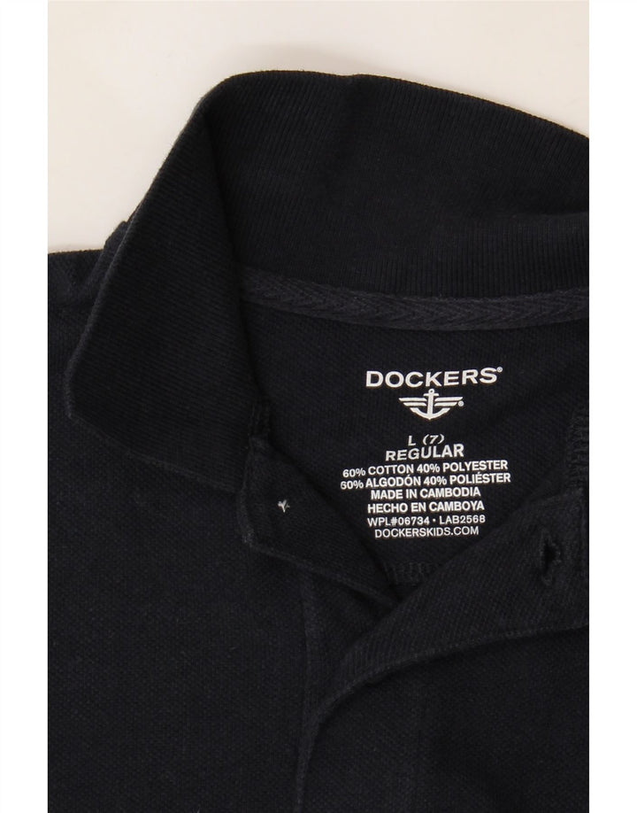DOCKERS Boys Regular Polo Shirt 6-7 Years Large Black Cotton Vintage Dockers and Second-Hand Dockers from Messina Hembry 