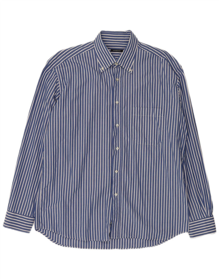 ROCCOBAROCCO Mens Shirt Size 43 17 XL Blue Striped Cotton