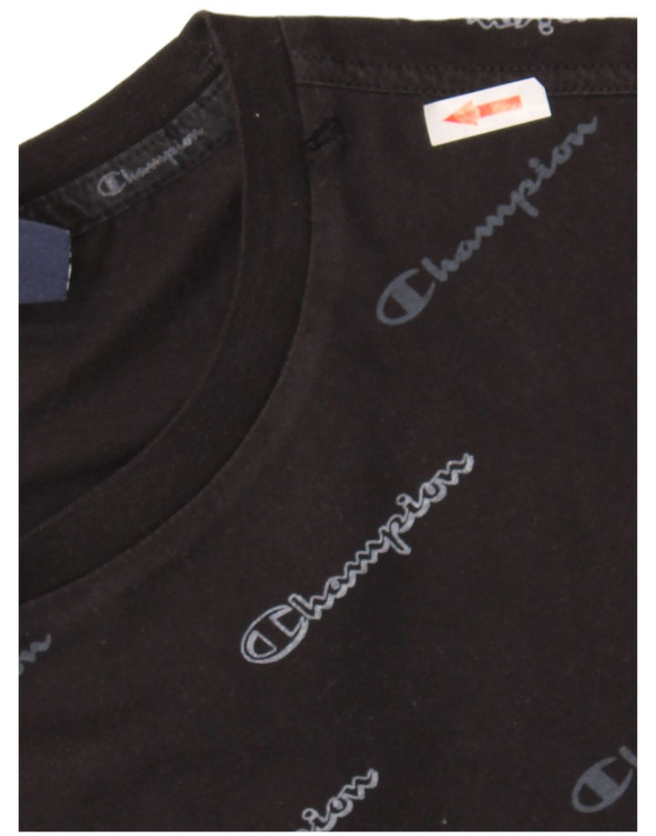 Champion Mens Graphic T-Shirt Top Small Black Cotton