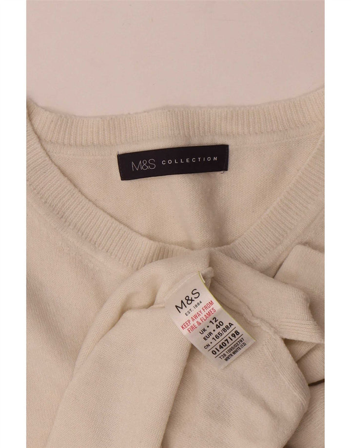 Marks & Spencer Womens Crew Neck Jumper Sweater UK 12 Medium White Acrylic