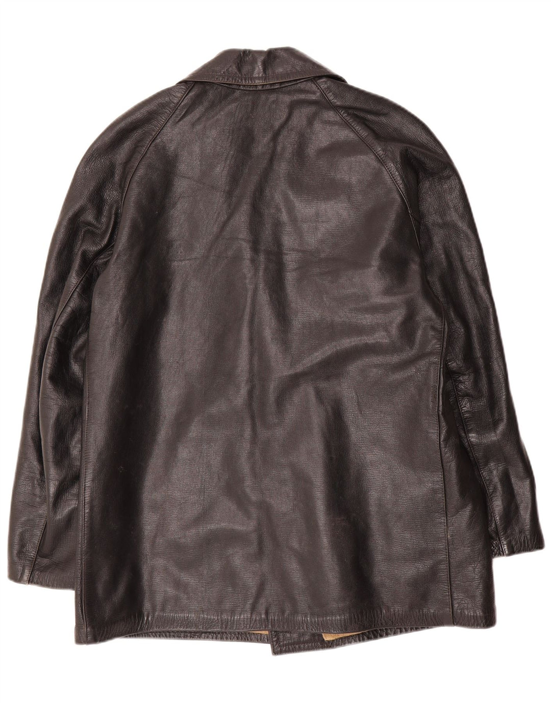 Vintage Mens Double Breasted Leather Jacket UK 38 Medium Black