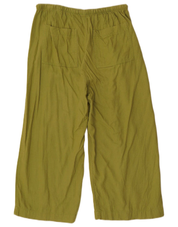 Marks & Spencer Womens High Waist Capri Trousers UK 12 Medium W34 L22 Green