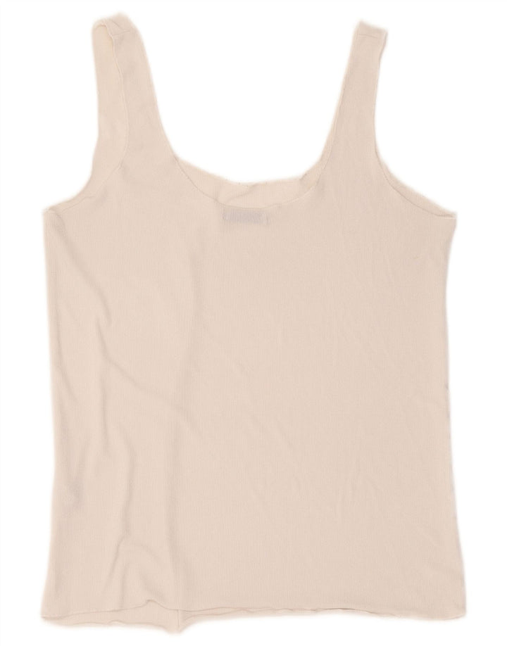 Zara Womens Crop Vest Top UK 14 Large White Polyester