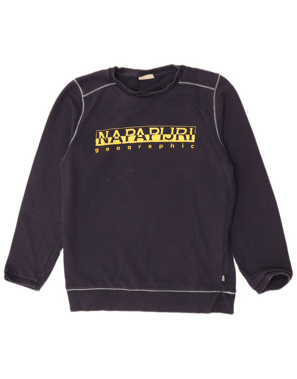 Napapijri Boys Graphic Sweatshirt Jumper 13-14 Years Navy Blue Cotton