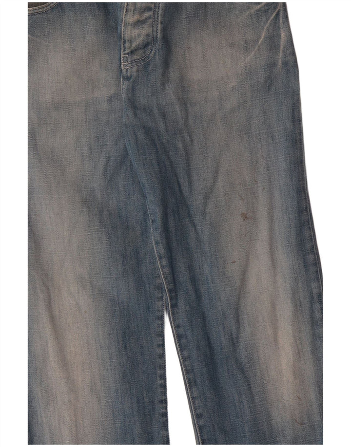 ARMANI Mens Graphic Distressed Straight Jeans W29 L31 Blue